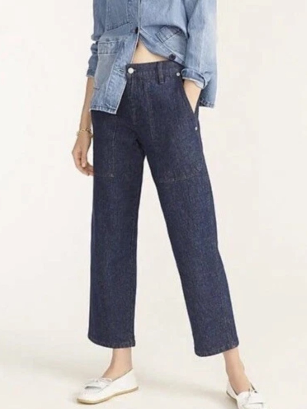J Crew  Patch Pocket High Rise Straight Crop Jeans Women’s Size 28